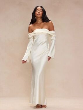 Amandine Satin Maxi Dress - Cream